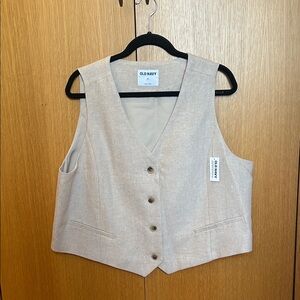 Old Navy Light Tan Button-Up Vest